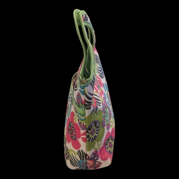 Floral Handled, Zip Top, Insulated W Pocket Lunch Medication Bag 13"Lx12"Wx4"D - Picture 4 of 12